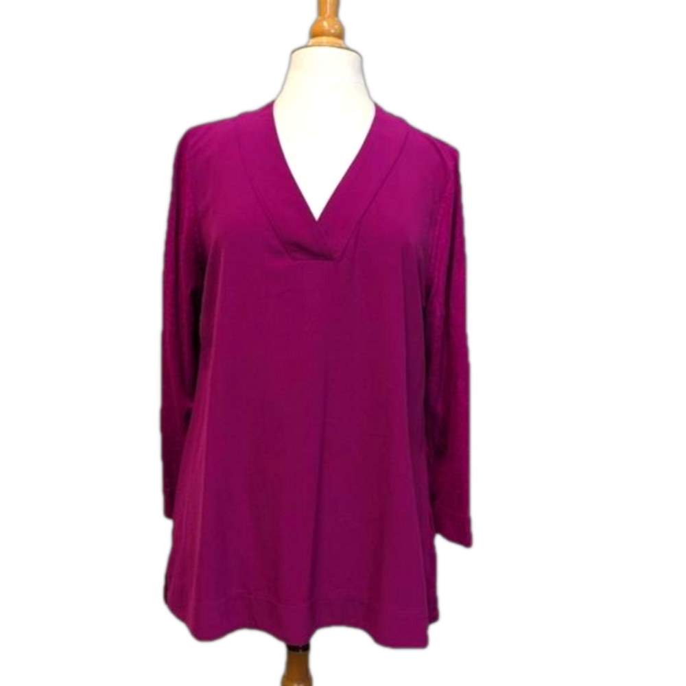 Soft Surroundings Magenta Mixed Fabric Sweater V Neck Tunic M
